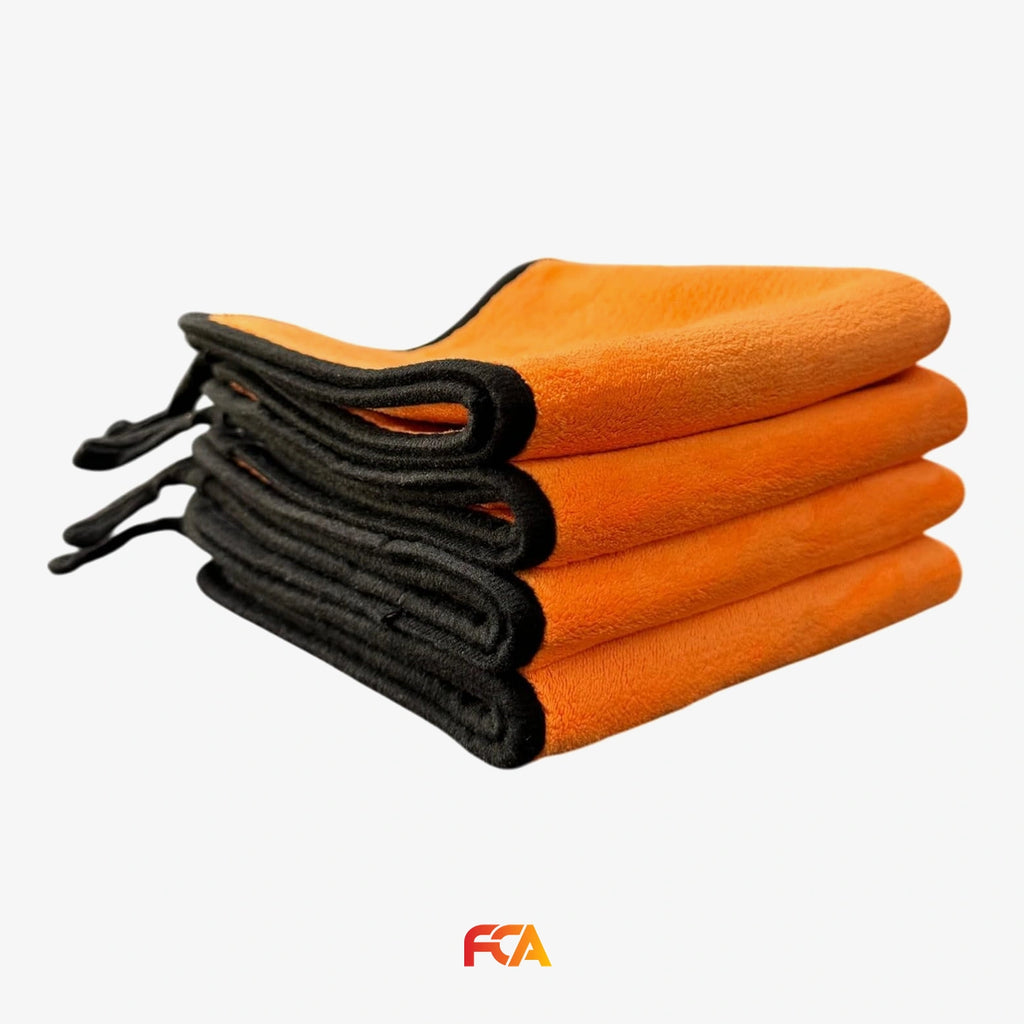 Microfiber Car Cleaning Cloth, 600GSM, Double-Sided, Pack of 1 (Orange)