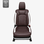 Premium Leatherette Seat Cover Coffee & White Color With Airbag Compatible