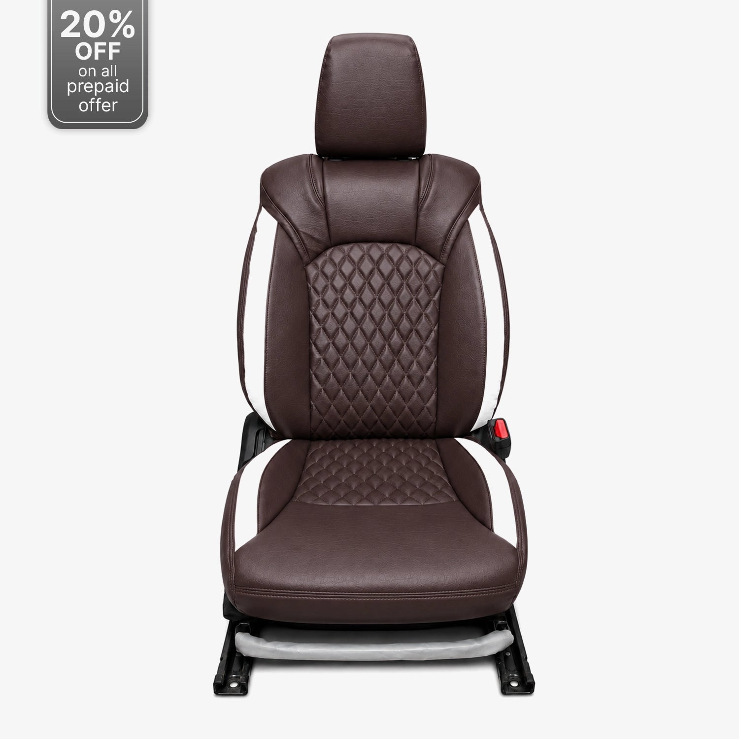 Premium Leatherette Seat Cover Coffee & White Color With Airbag Compatible