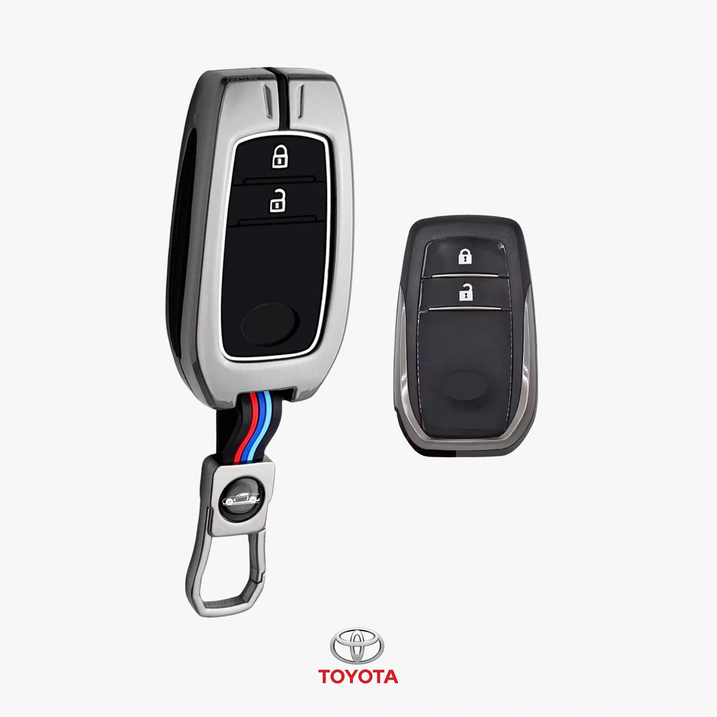 Premium Metal Key Cover Compitable for Toyota Cars (2 Button Smart Key)