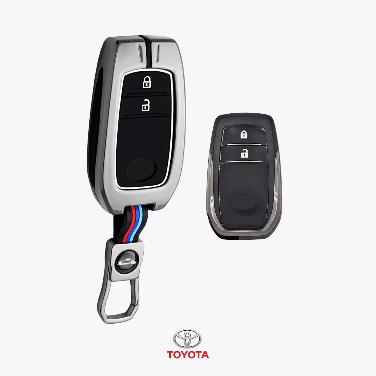 Premium Metal Key Cover Compitable for Toyota Cars (2 Button Smart Key)