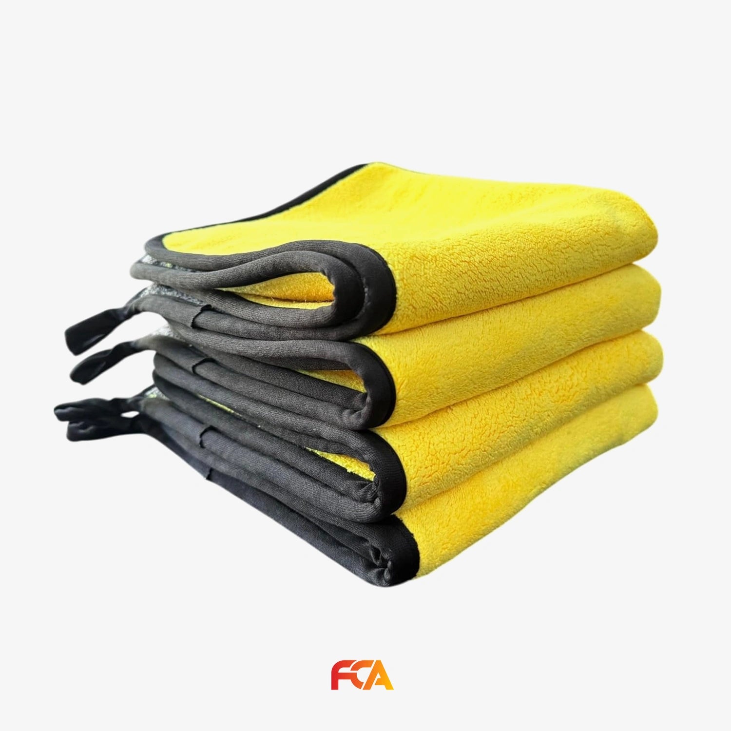 Microfiber Car Cleaning Cloth, 600GSM, Double-Sided, Pack of 1 (Yellow)