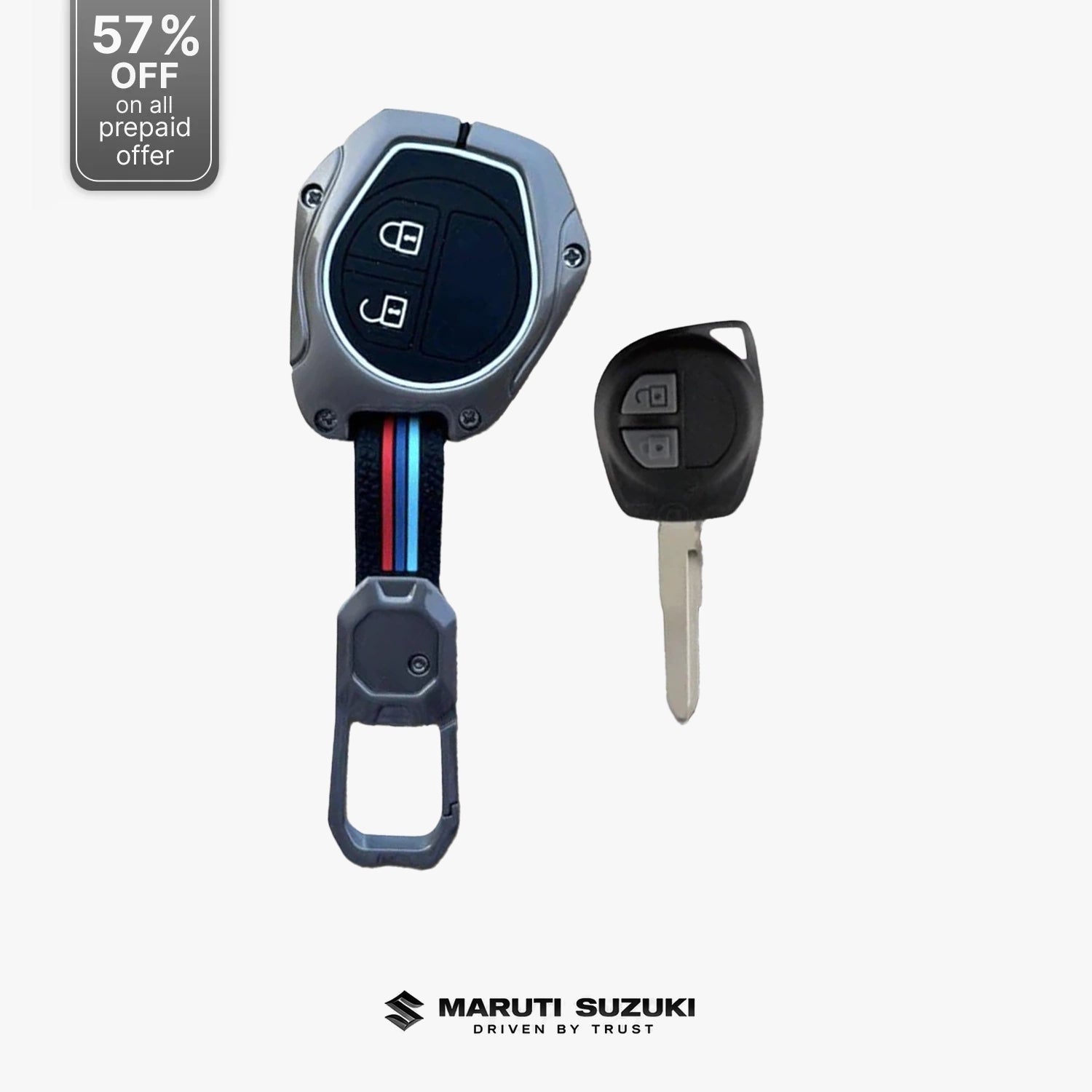 Premium Metal Key Cover Compitable for Suzuki (2 Button Smart Key)