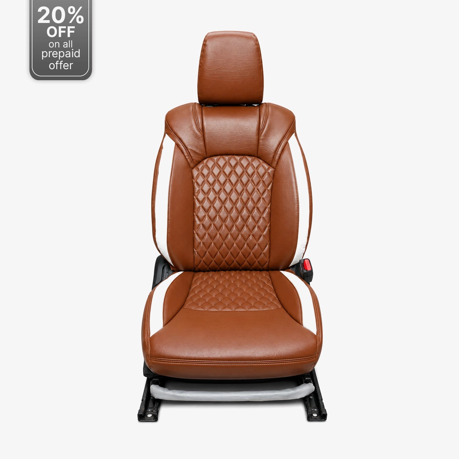 Premium Leatherette Seat Cover Brown & White Color With Airbag Compatible