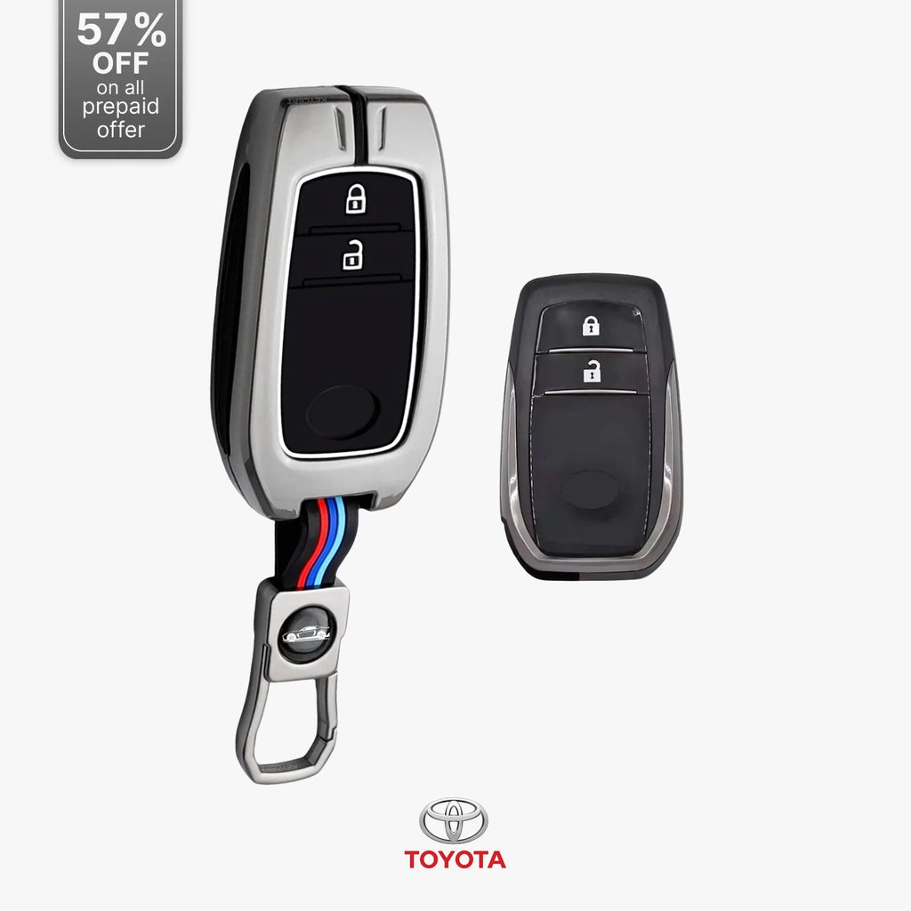 Premium Metal Key Cover Compitable for Toyota Cars (2 Button Smart Key)