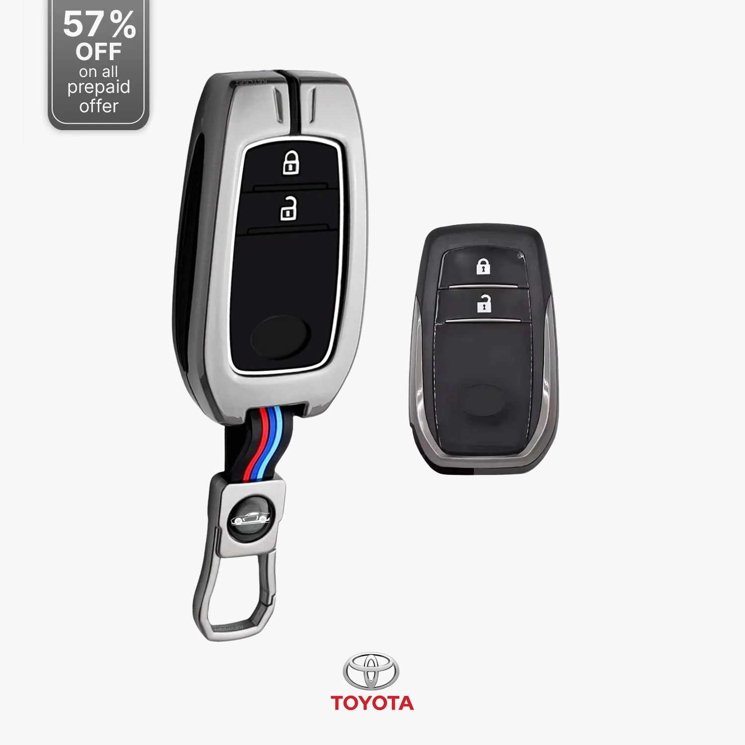 Premium Metal Key Cover Compitable for Toyota Cars (2 Button Smart Key)