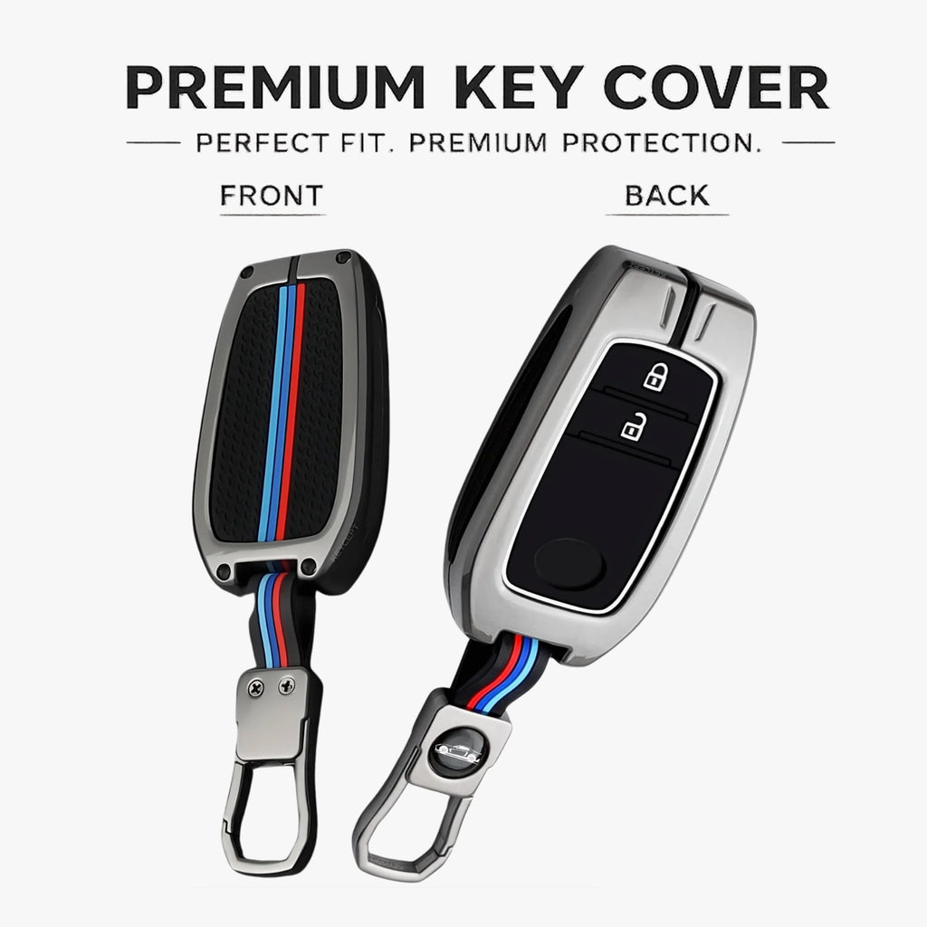 Premium Metal Key Cover Compitable for Toyota Cars (2 Button Smart Key)