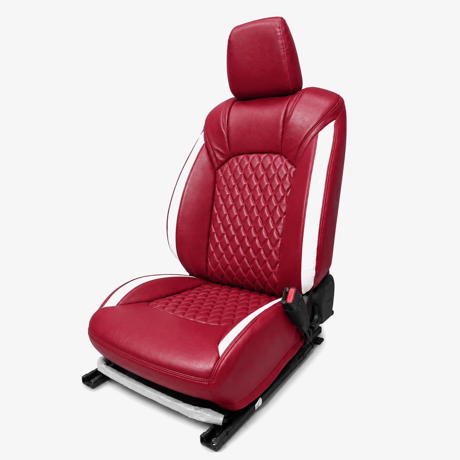 Premium Leatherette Seat Cover Chery Red & White Color With Airbag Compatible