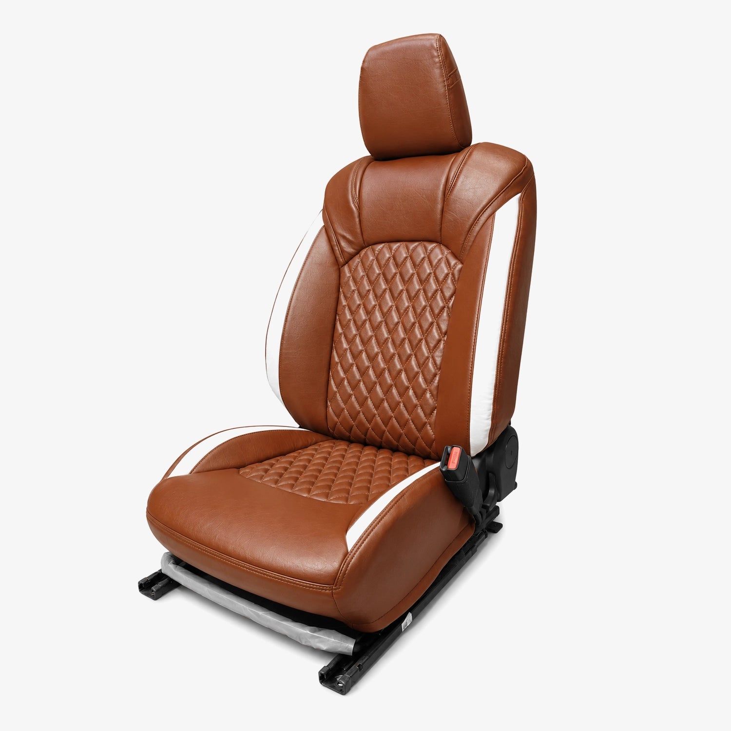 Premium Leatherette Seat Cover Brown & White Color With Airbag Compatible