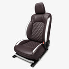 Premium Leatherette Seat Cover Coffee & White Color With Airbag Compatible