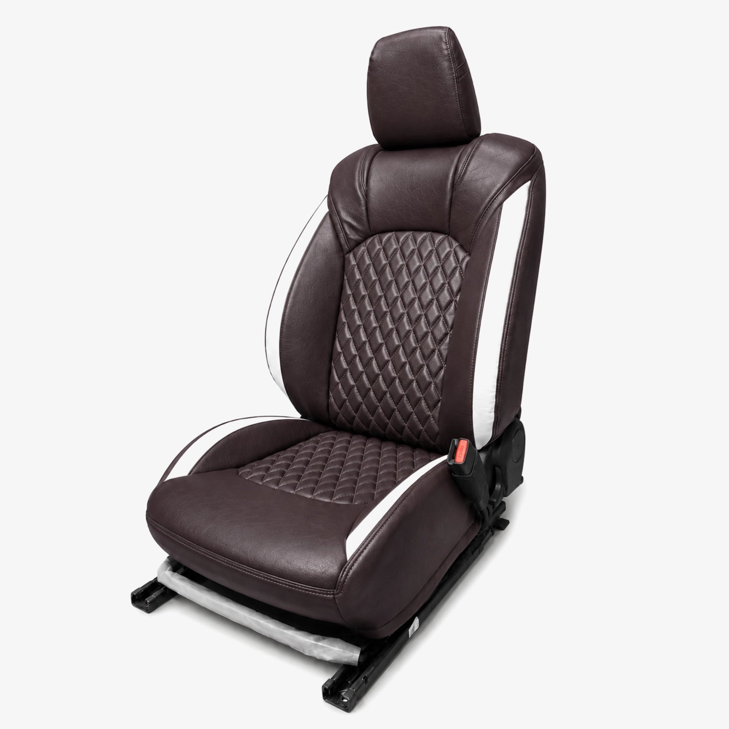 Premium Leatherette Seat Cover Coffee & White Color With Airbag Compatible