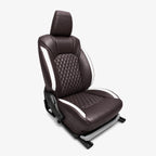 Premium Leatherette Seat Cover Coffee & White Color With Airbag Compatible
