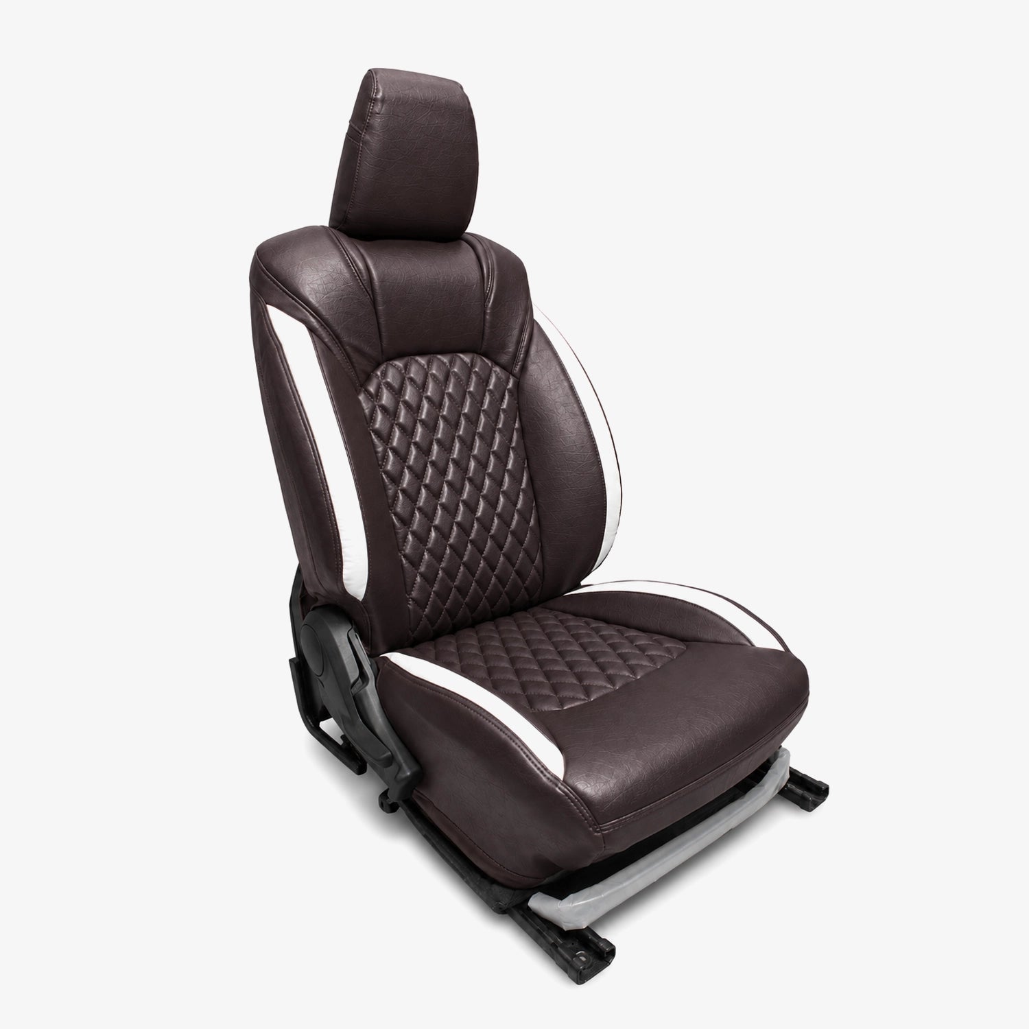 Premium Leatherette Seat Cover Coffee & White Color With Airbag Compatible