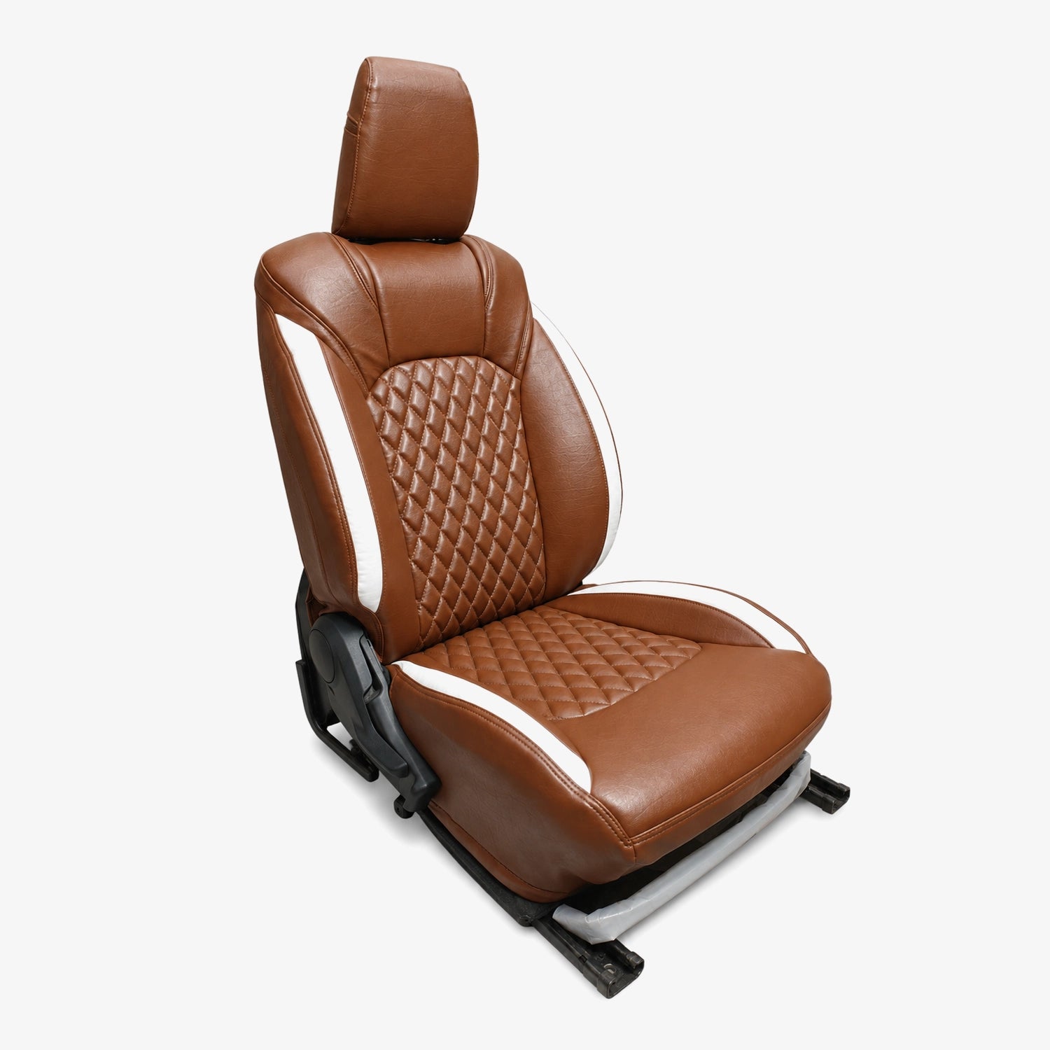 Premium Leatherette Seat Cover Brown & White Color With Airbag Compatible