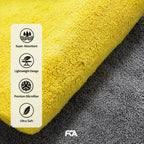 Microfiber Car Cleaning Cloth, 600GSM, Double-Sided, Pack of 1 (Yellow)