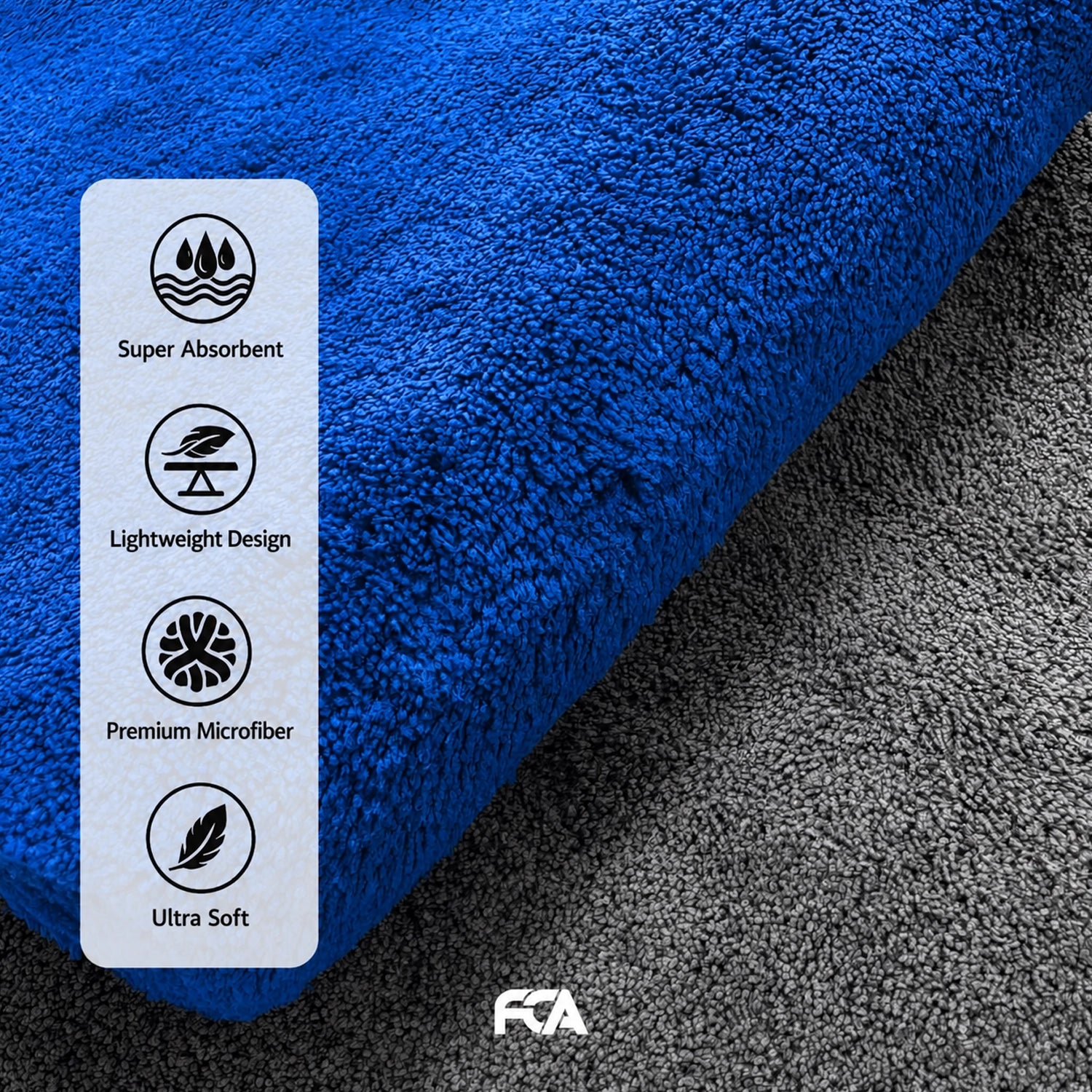 Microfiber Car Cleaning Cloth, 600GSM, Double-Sided, Pack of 1 (Blue)