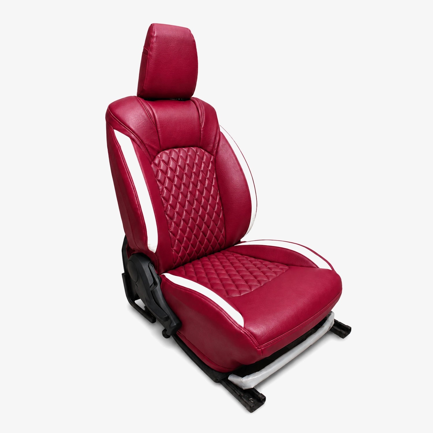 Premium Leatherette Seat Cover Chery Red & White Color With Airbag Compatible