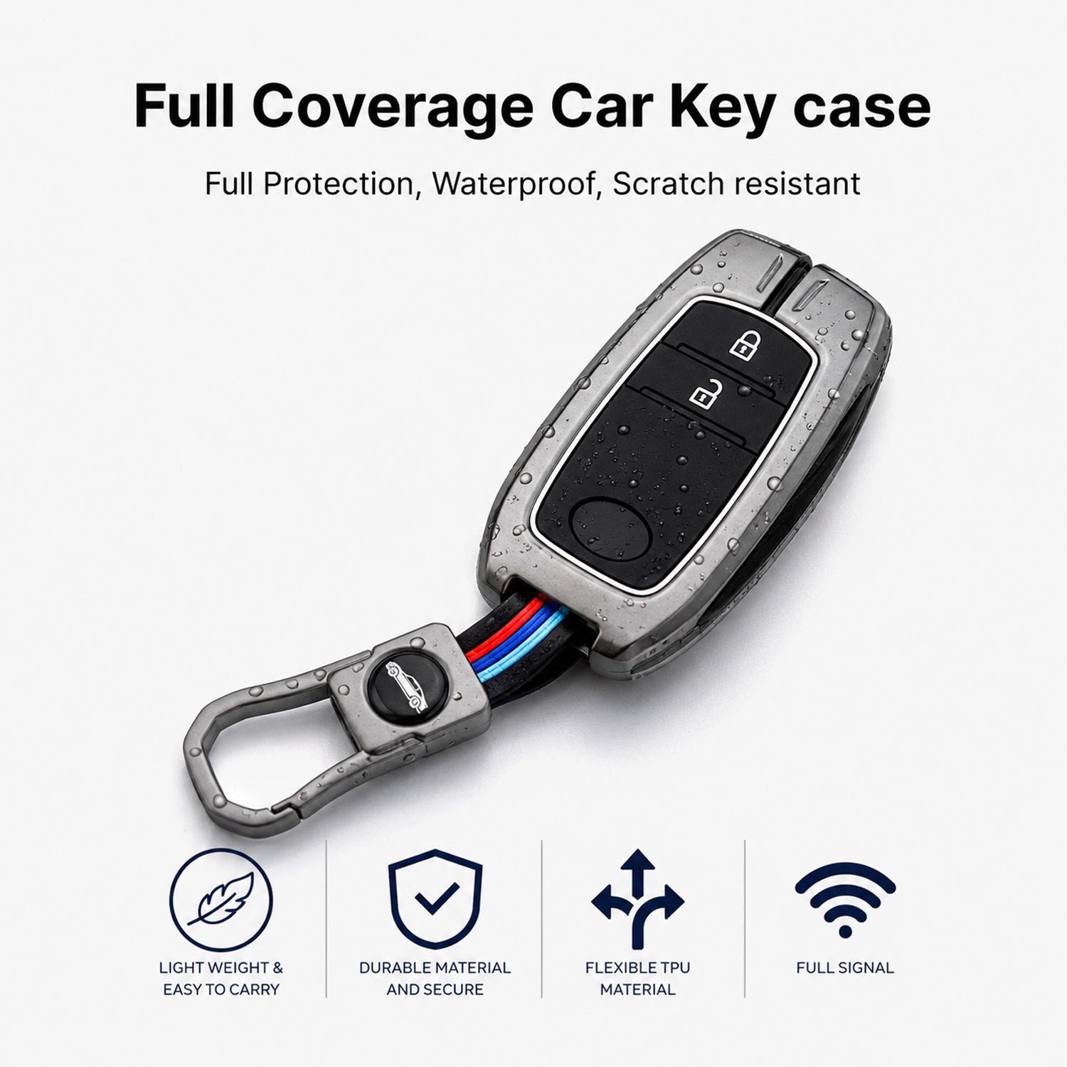 Premium Metal Key Cover Compitable for Toyota Cars (2 Button Smart Key)