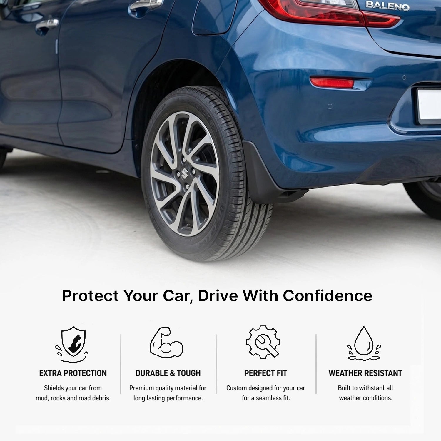 Mud Flap Set for Maruti Suzuki Baleno (Front & Rear)