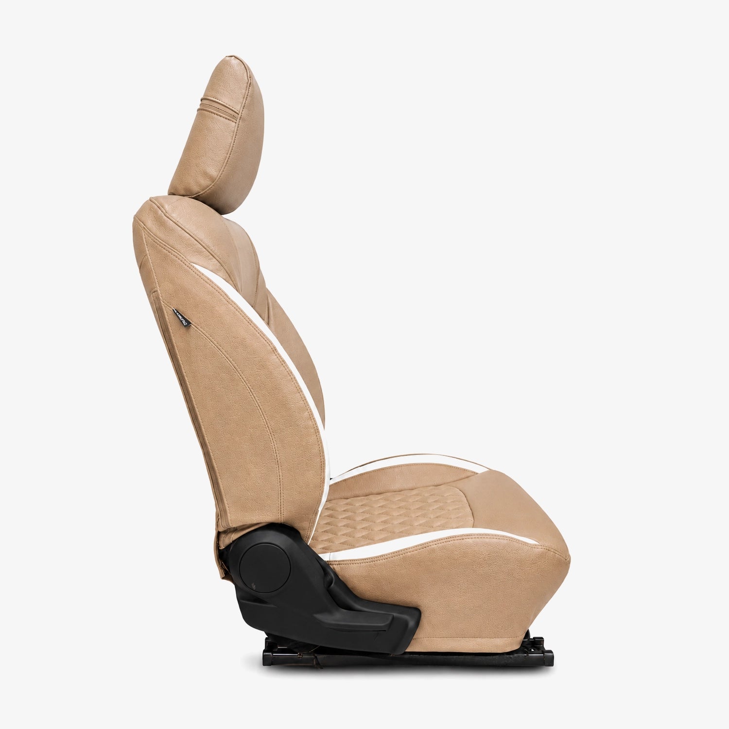 Premium Leatherette Seat Cover Camel Beige & White Color With Airbag Compatible