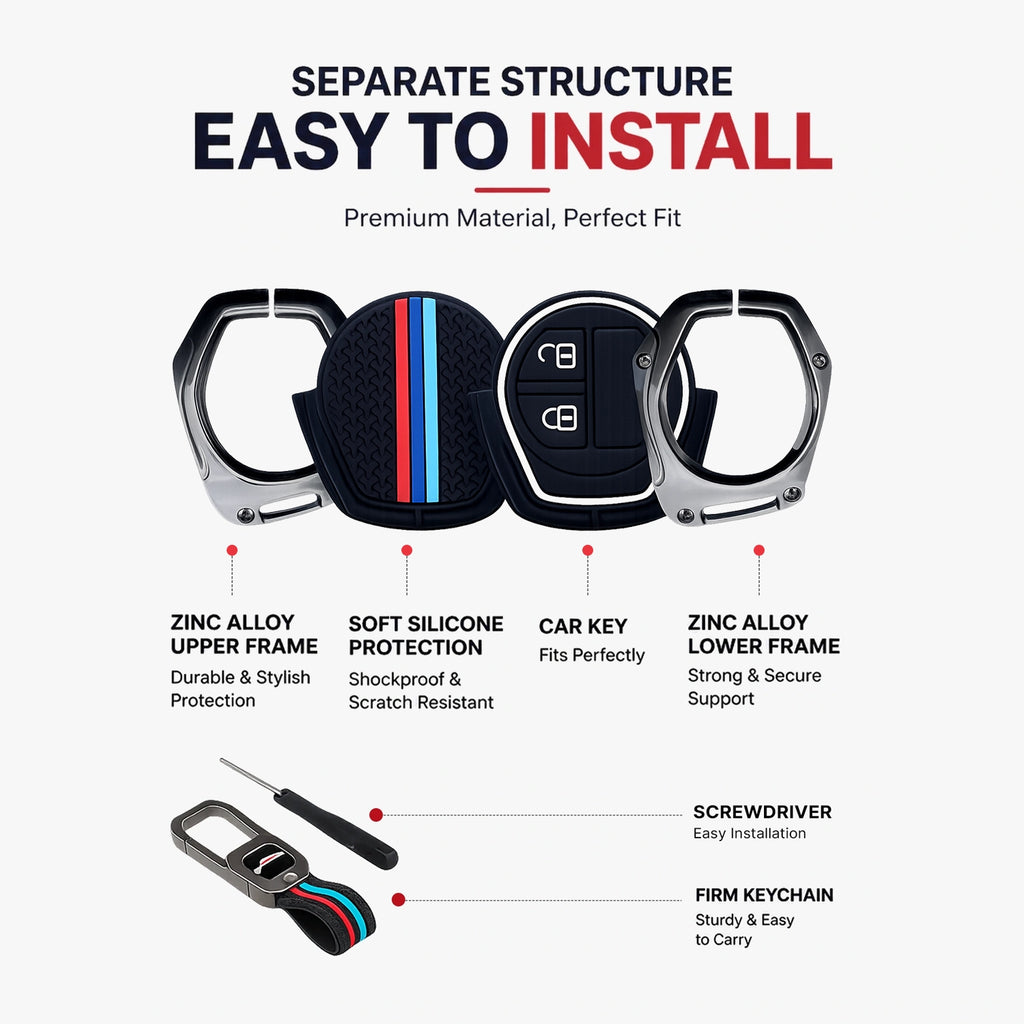 Premium Metal Key Cover Compitable for Suzuki (2 Button Smart Key)