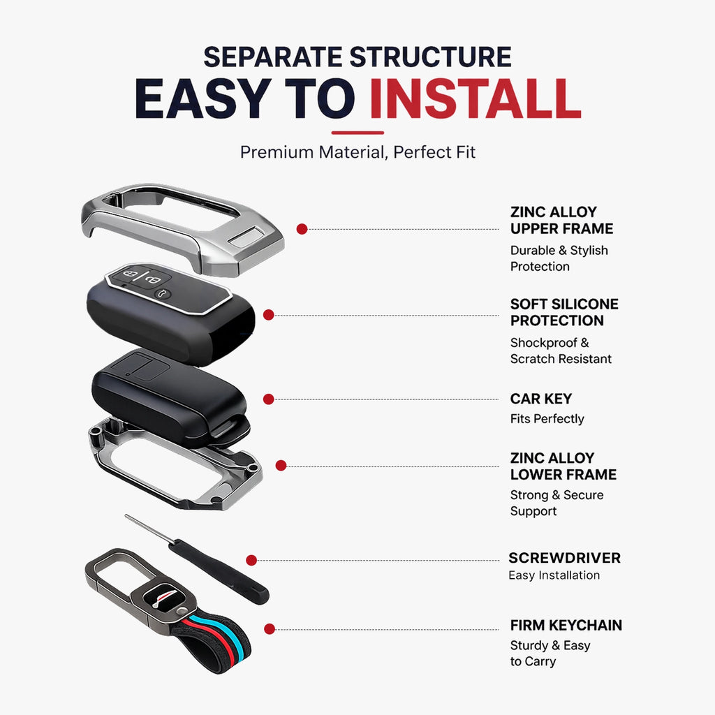 Car Metal Shape Key Cover for Maruti Suzuki (3 Button Smart Key)