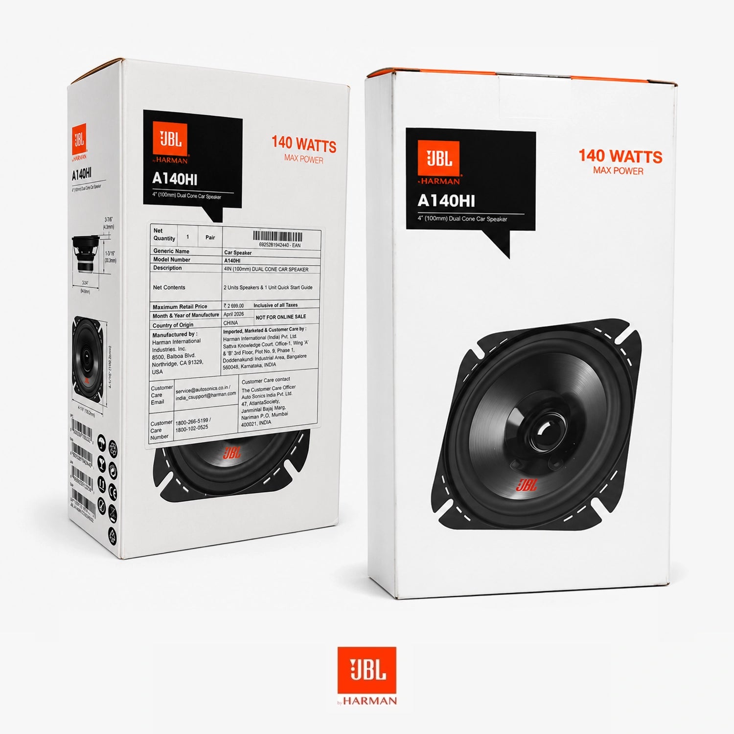 JBL A140HI 4" 140W Dual Cone Coaxial Car Speaker