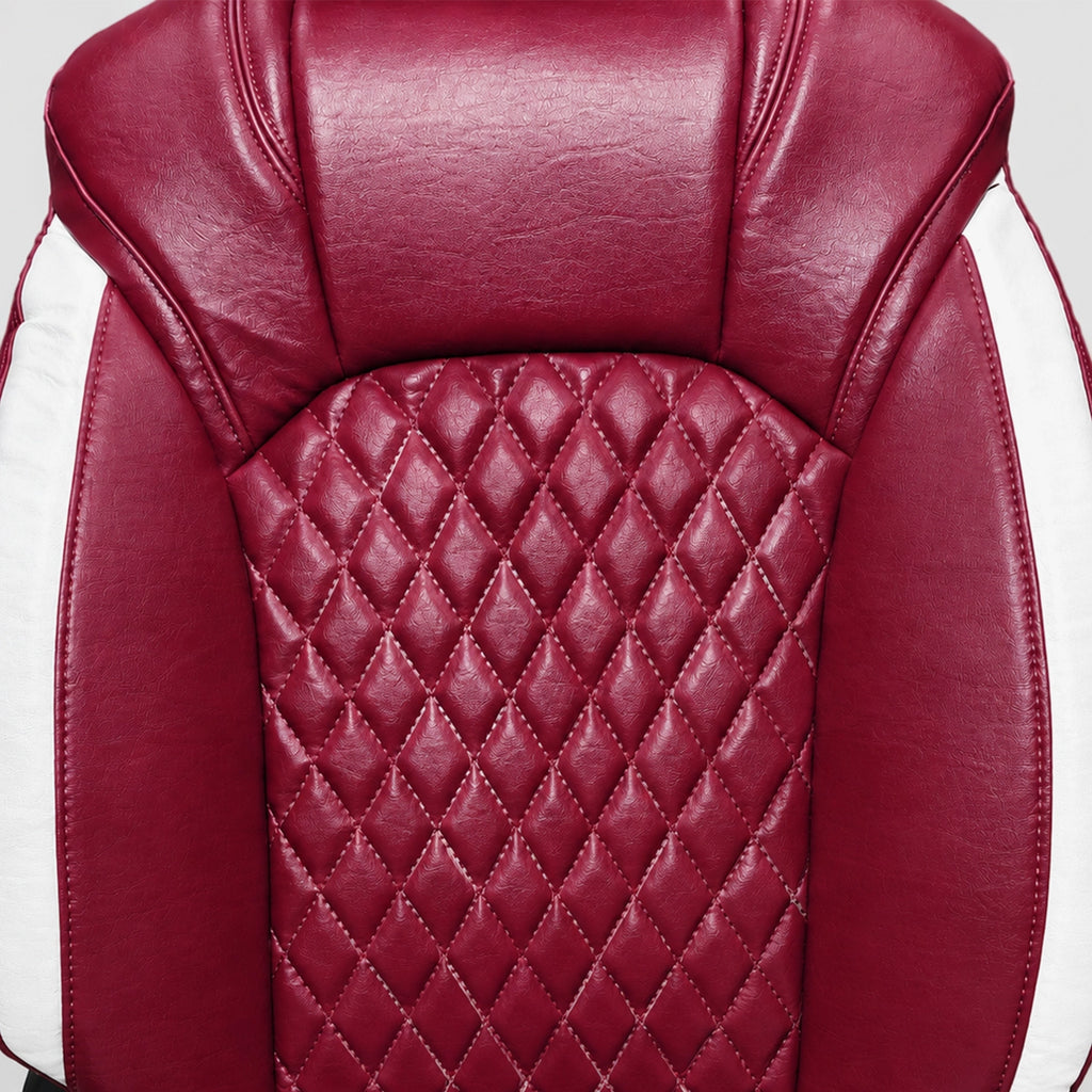 Premium Leatherette Seat Cover Chery Red & White Color With Airbag Compatible