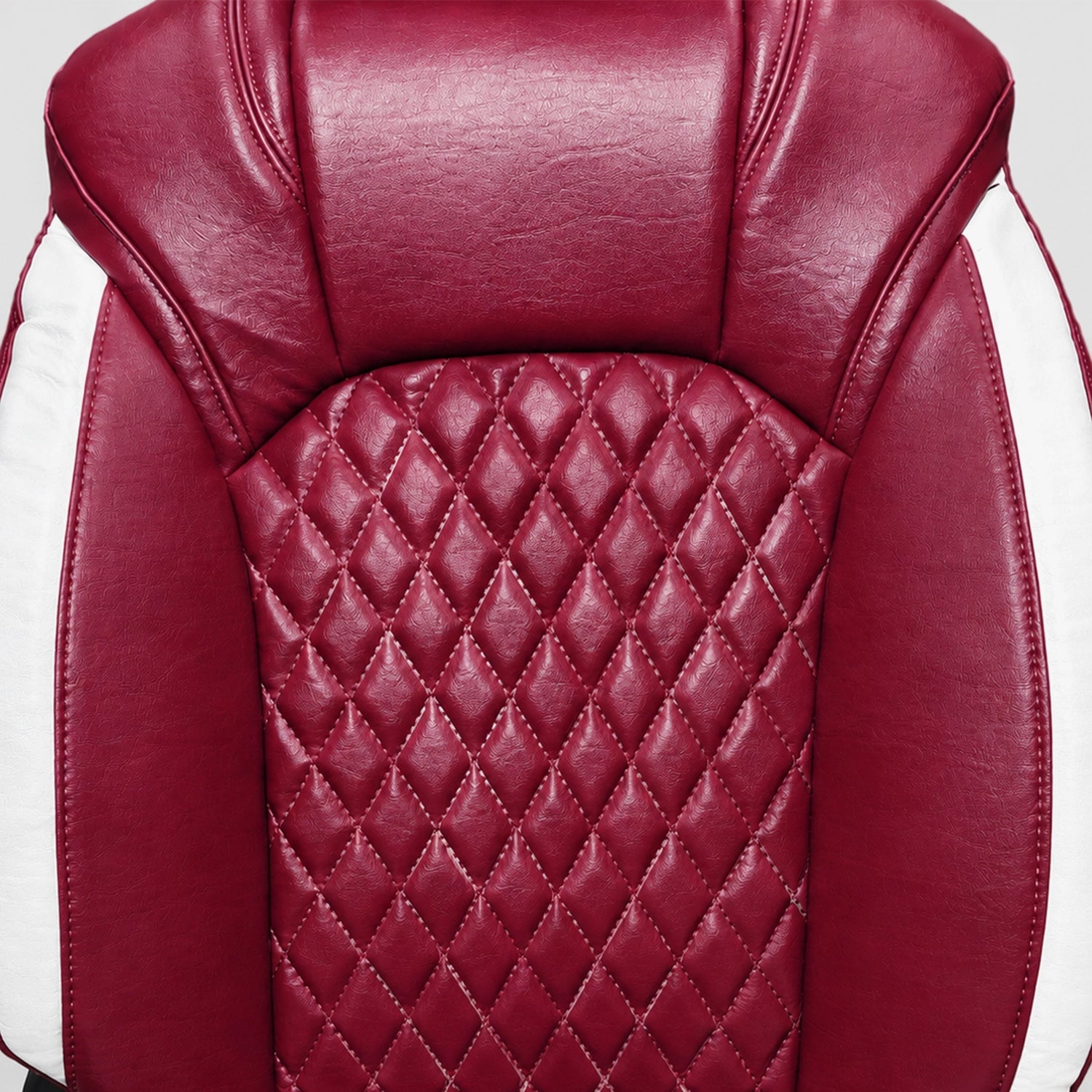 Premium Leatherette Seat Cover Chery Red & White Color With Airbag Compatible