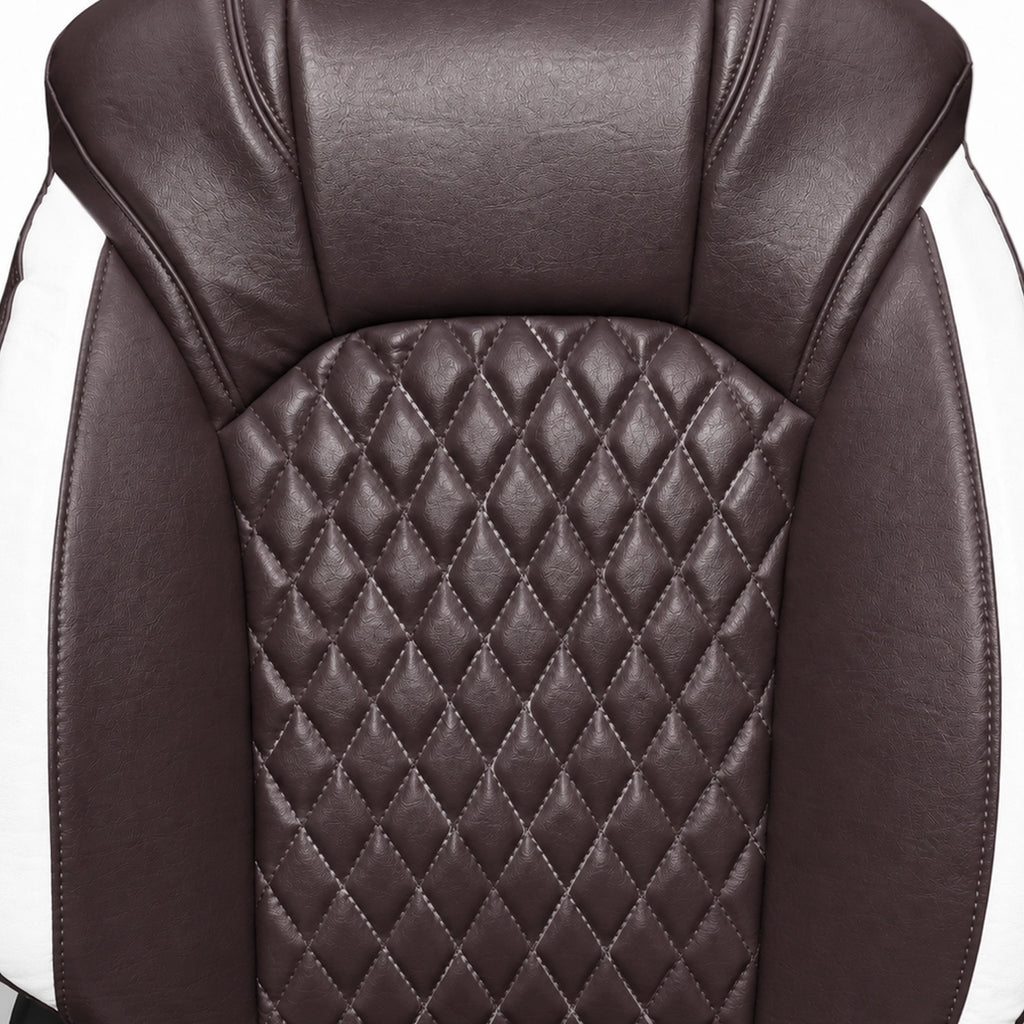 Premium Leatherette Seat Cover Coffee & White Color With Airbag Compatible