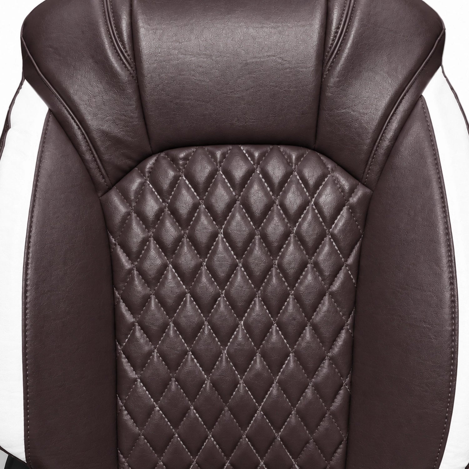 Premium Leatherette Seat Cover Coffee & White Color With Airbag Compatible
