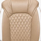 Premium Leatherette Seat Cover Camel Beige & White Color With Airbag Compatible