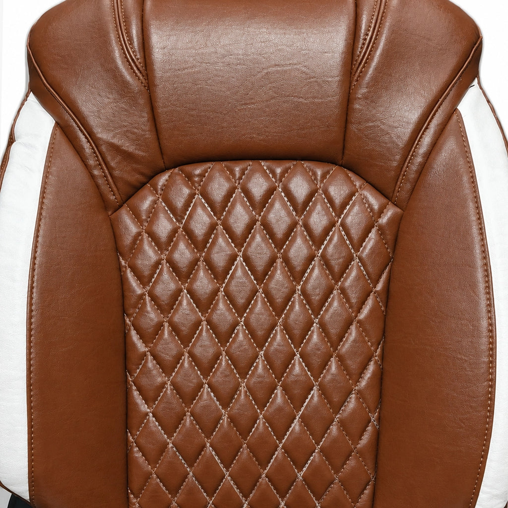 Premium Leatherette Seat Cover Brown & White Color With Airbag Compatible