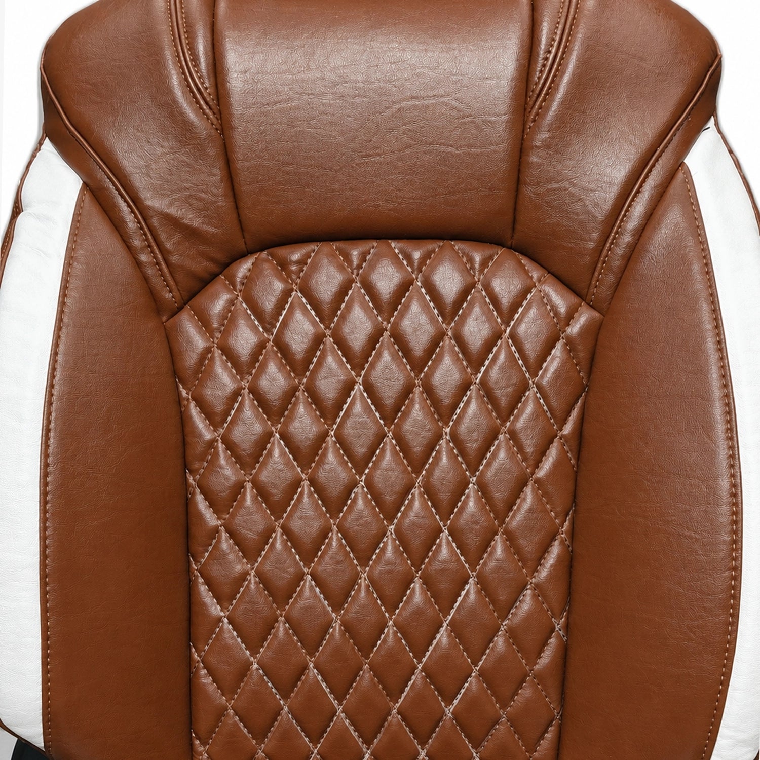 Premium Leatherette Seat Cover Brown & White Color With Airbag Compatible