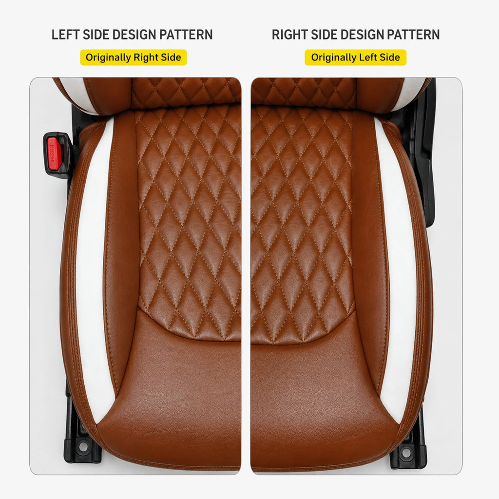 Premium Leatherette Seat Cover Brown & White Color With Airbag Compatible