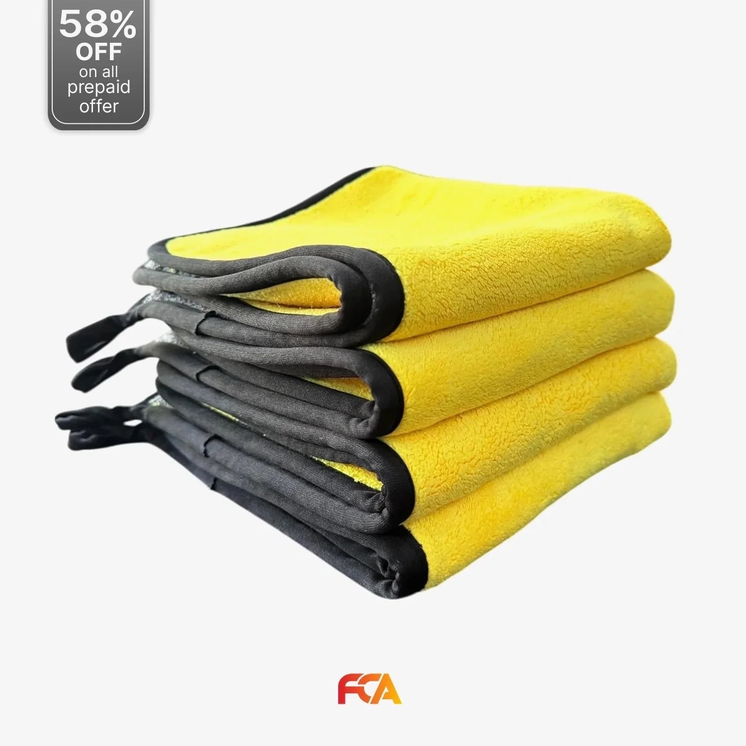 Microfiber Car Cleaning Cloth, 600GSM, Double-Sided, Pack of 1 (Yellow)