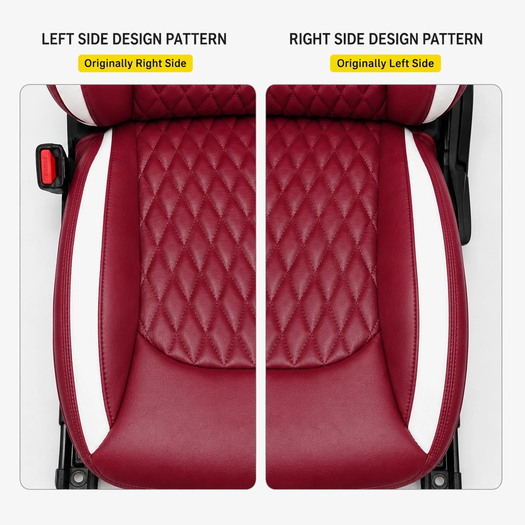 Premium Leatherette Seat Cover Chery Red & White Color With Airbag Compatible