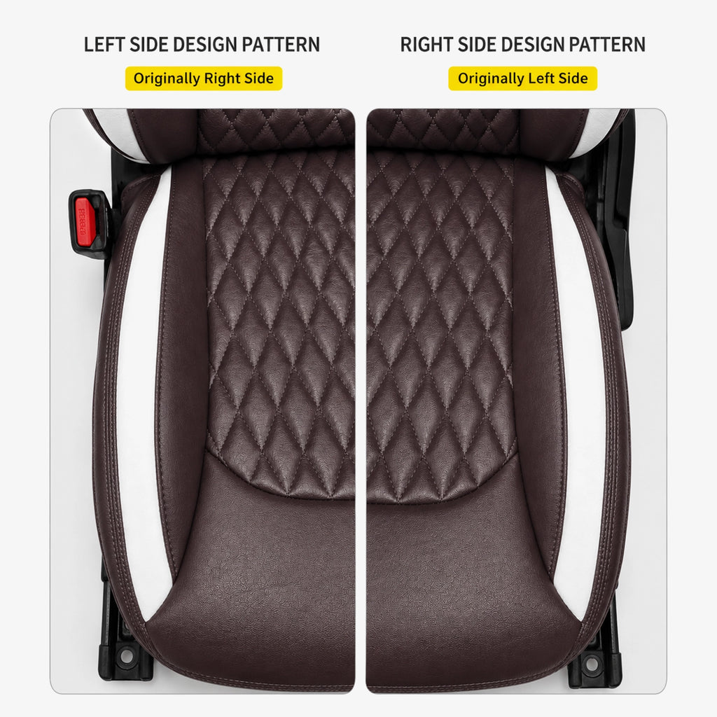 Premium Leatherette Seat Cover Coffee & White Color With Airbag Compatible