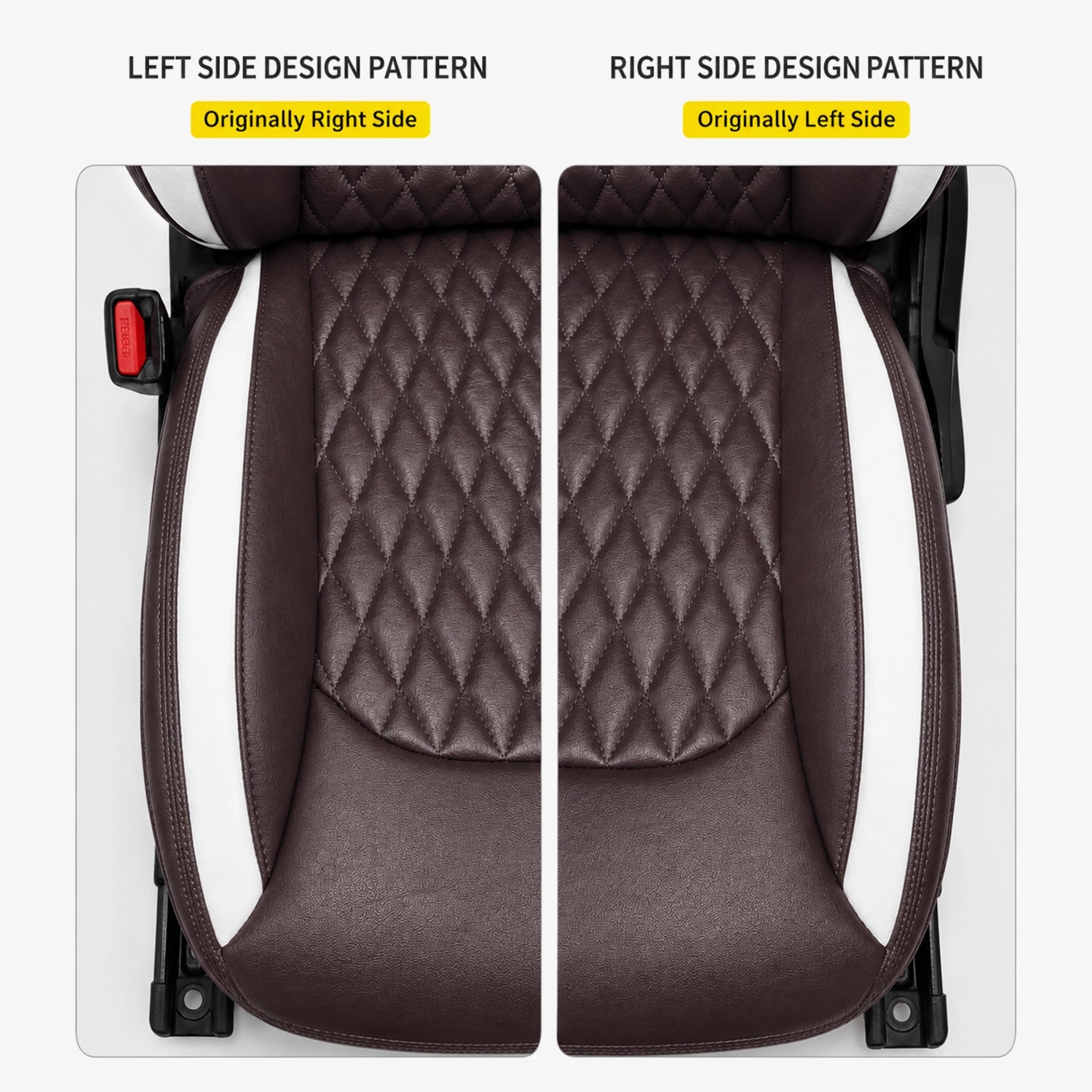 Premium Leatherette Seat Cover Coffee & White Color With Airbag Compatible