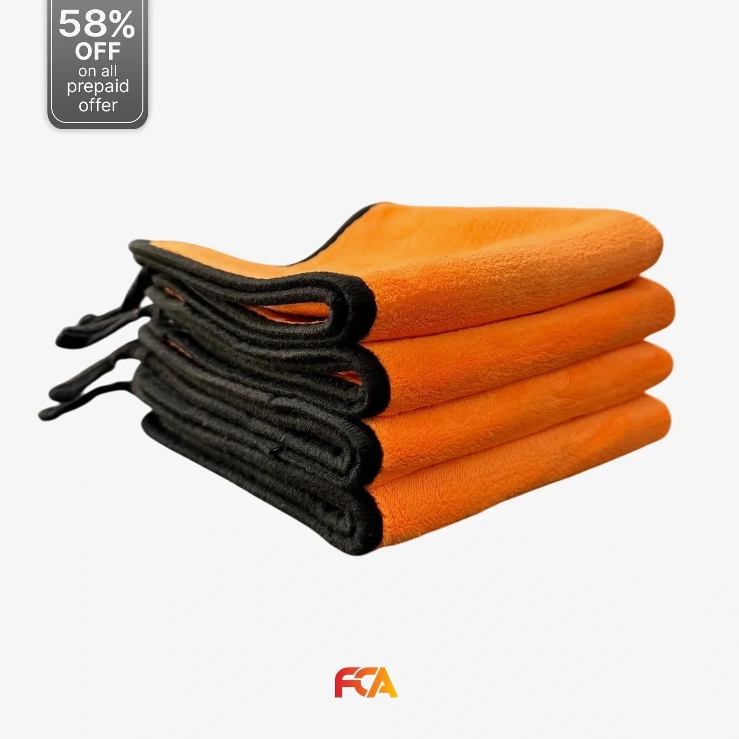 Microfiber Car Cleaning Cloth, 600GSM, Double-Sided, Pack of 1 (Orange)