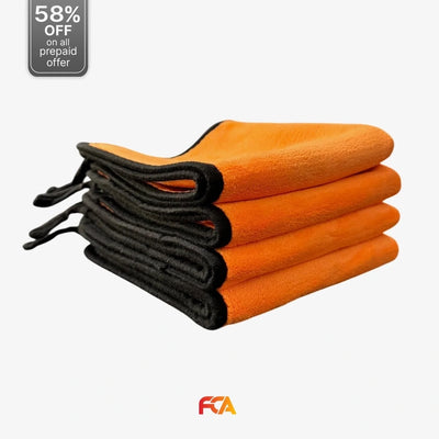 Microfiber Car Cleaning Cloth, 600GSM, Double-Sided, Pack of 1 (Orange)